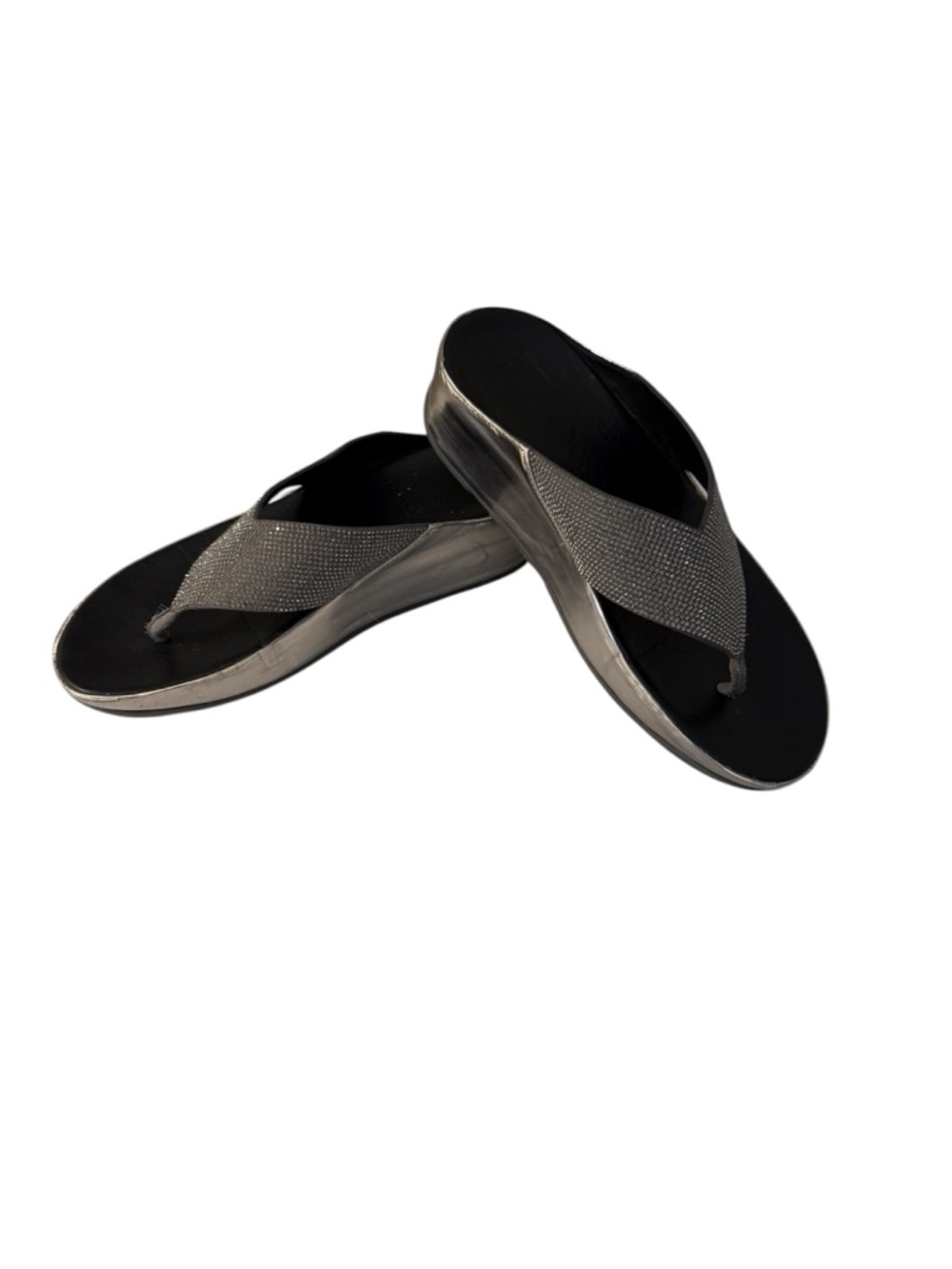 FitFlop Lulu Glitterball Thong Wedge Sandals. Fitflop Silver size 8